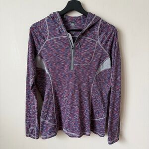 REI Co-op Women’s Screenline 1/2 Zip Hoodie Spacedye Multicolor Pink Stretchy M